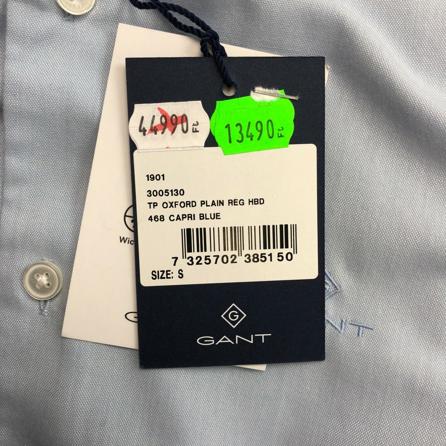 GANT Blue Tech Prep Oxford Plain Regular Shirt Size S 37/38 15