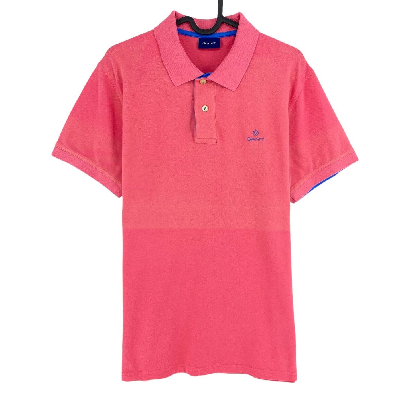 GANT Pink Contrast Collar Pique Rugger Polo Shirt Size M