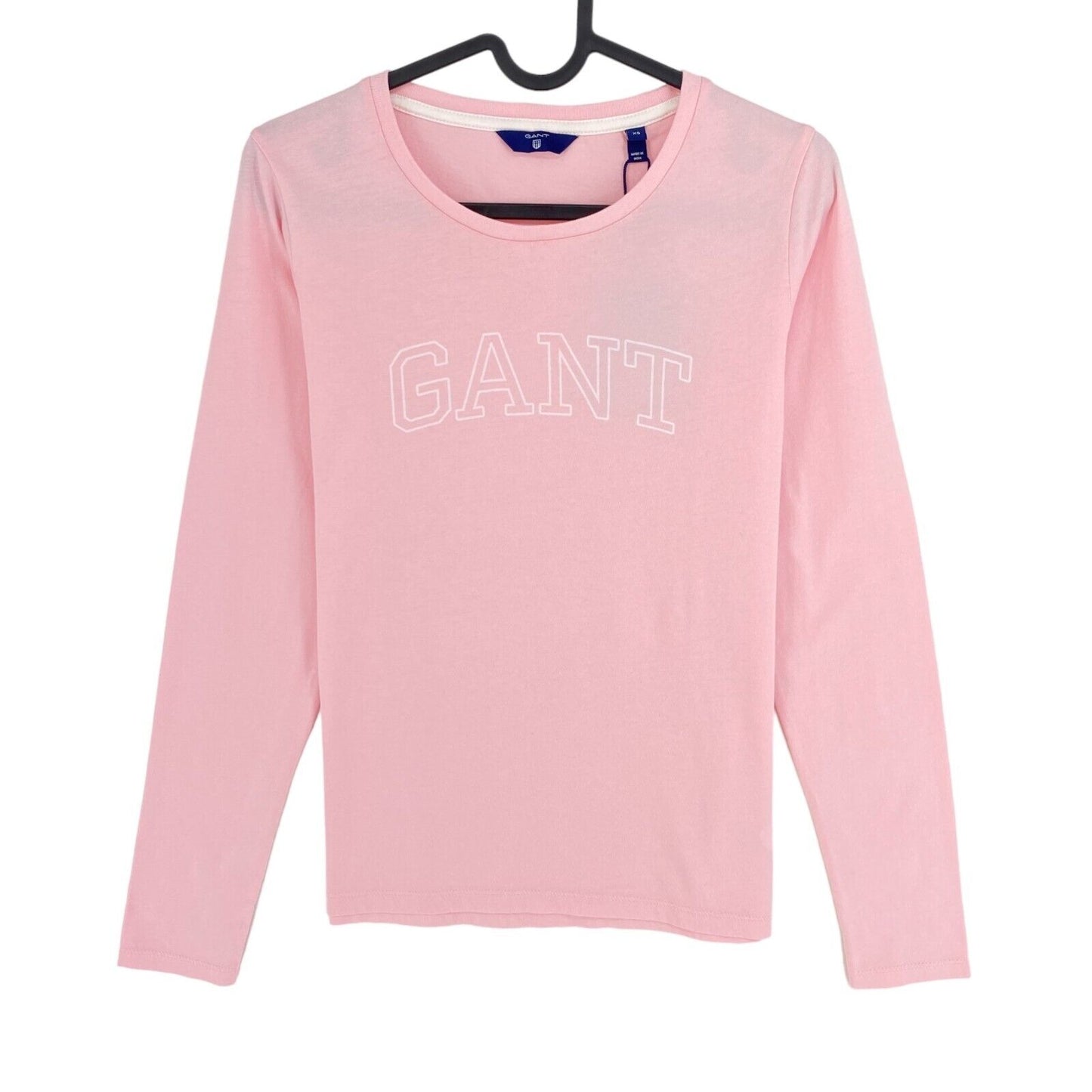 GANT T-Shirt mit Rundhalsausschnitt und langen Ärmeln, Rosa, Bogen-Logo, Größe XS