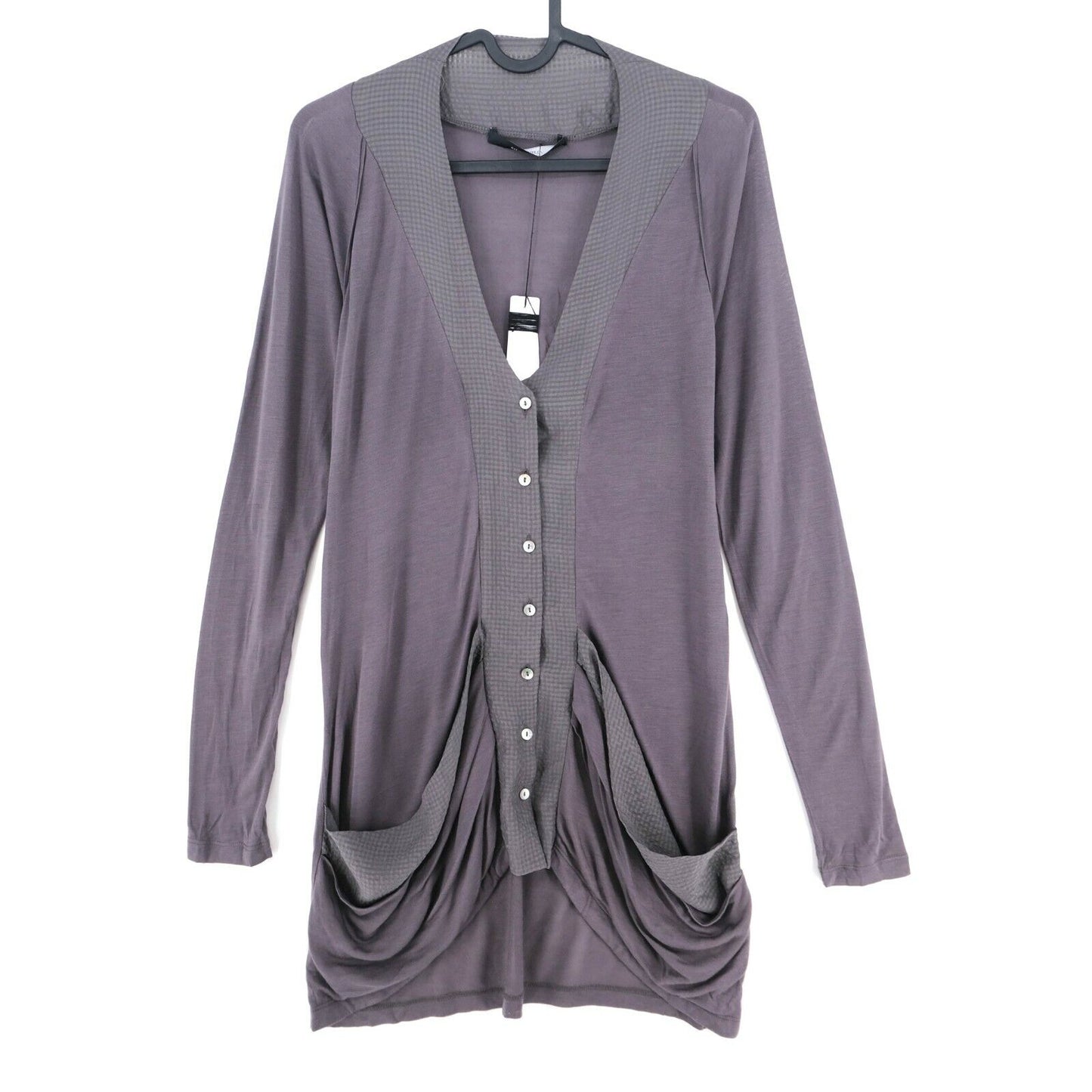 RRP €141 SITA MURT Dark Grey V Neck Long Sleeves Cardigan Jumper Size S M