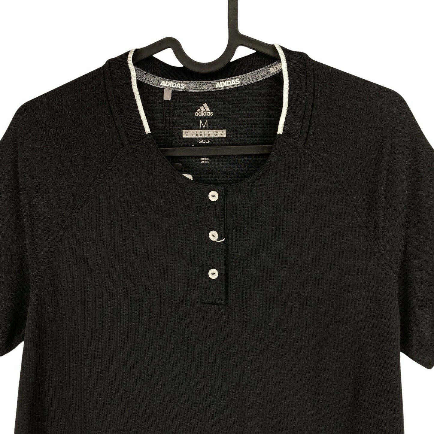 Adidas Golf Climachill T-Shirt mit Henley-Ausschnitt, Schwarz, Größe M