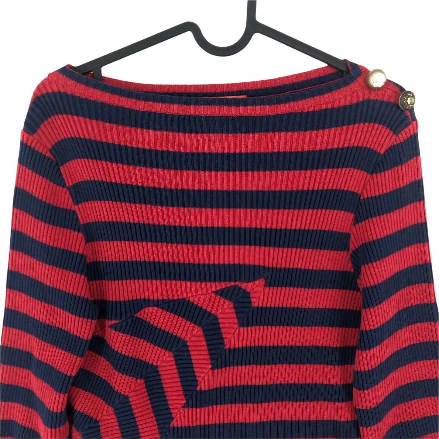 TOMMY HILFIGER COLLECTION Red Striped Boat Neck Sweater Jumper Size XS