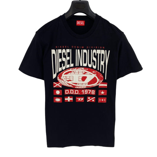 DIESEL Men Black T-DIEGOR-L8 Crew Neck Short Sleeves T Shirt Size 2XL XXL