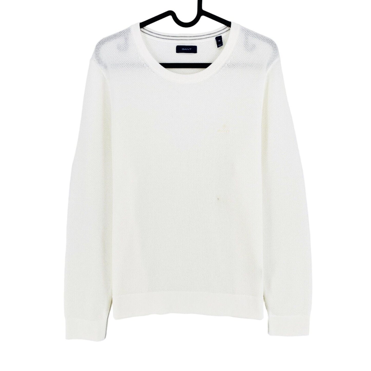 GANT White Cotton Pique Sweater Jumper Size M