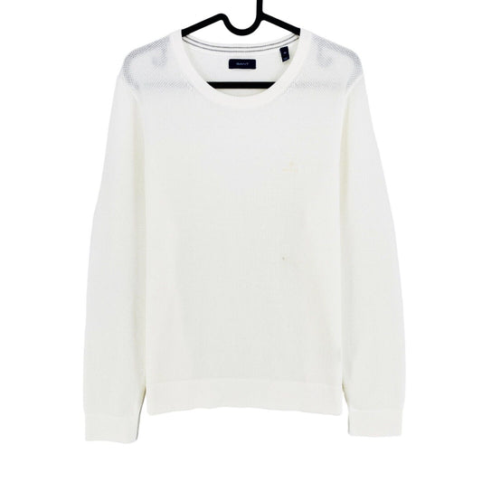 GANT White Cotton Pique Sweater Jumper Size M