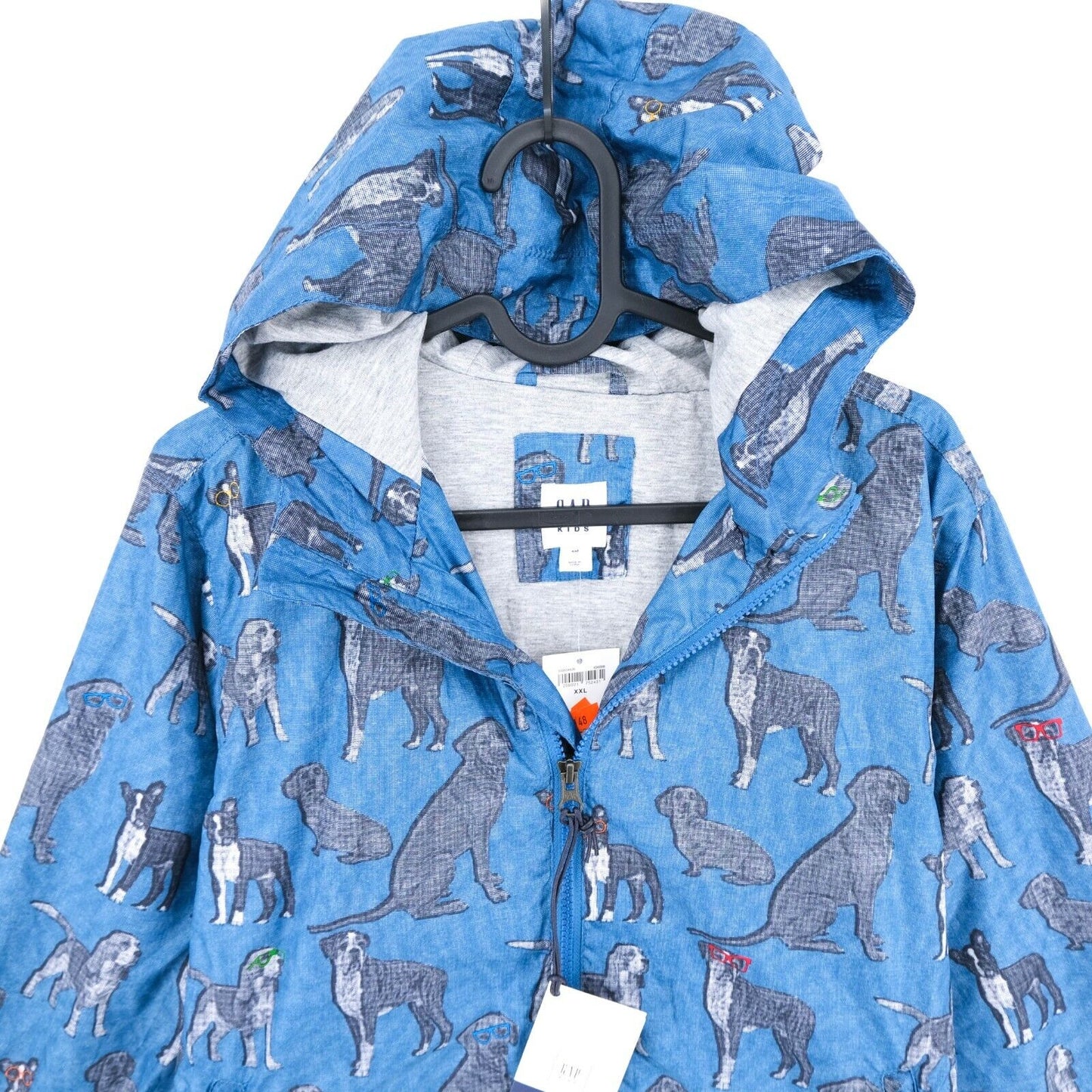 GAP Kids Veste à capuche avec imprimé animal bleu Taille 2XL 150-164 cm 13-14 ans