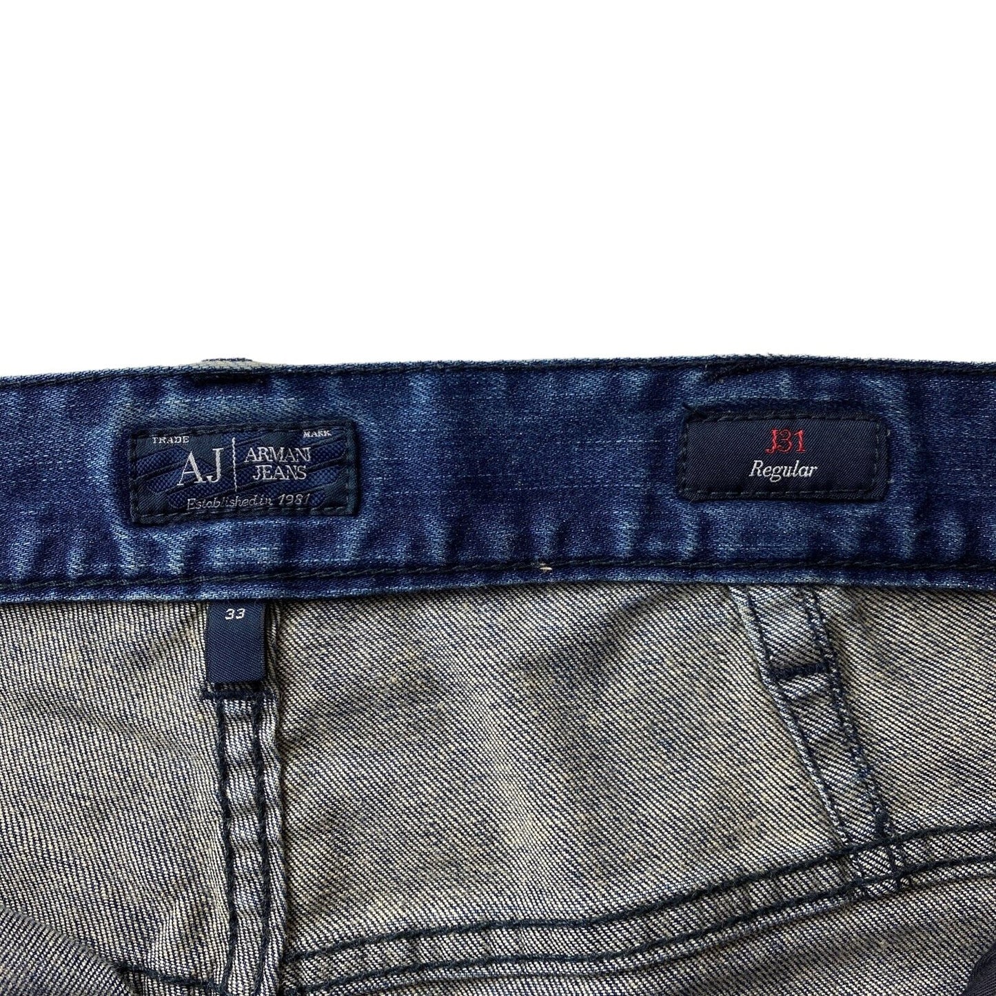 ARMANI JEANS J31 Blue Stretch Regular Tapered Fit Jeans W33 L30