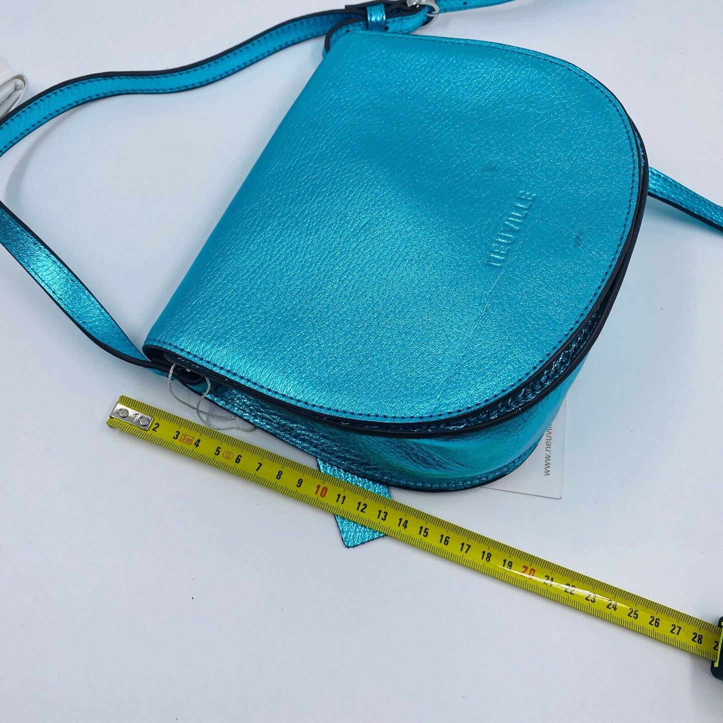 NEUVILLE Blue Metal Leather Shoulder Bag