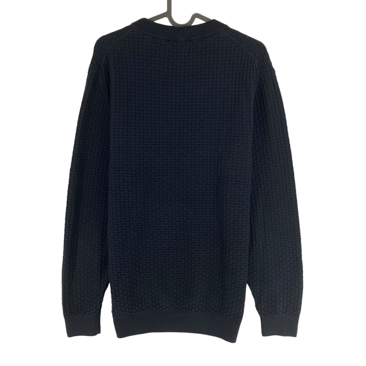 GANT Navy Blue Texture Crew Neck Sweater Jumper Size L