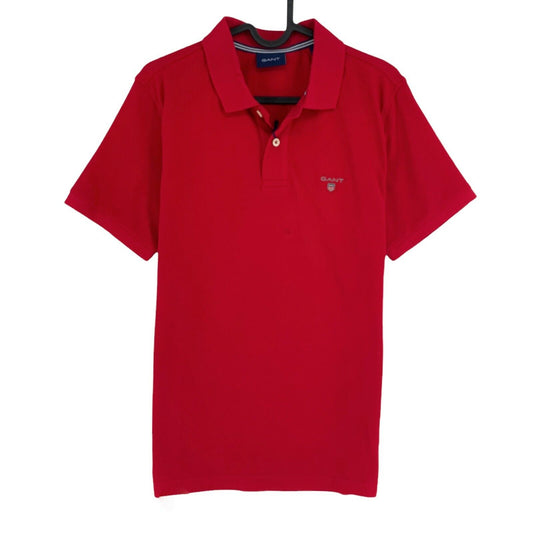 GANT Red Solid Pique Rugger Polo Shirt Size S