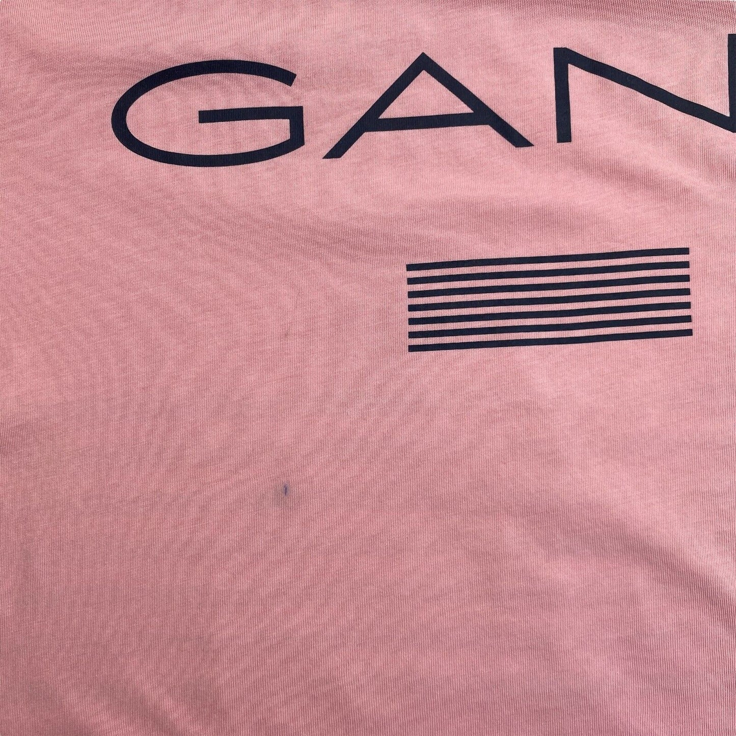 GANT T-Shirt mit Rundhalsausschnitt und rosa Streifen, Größe XL