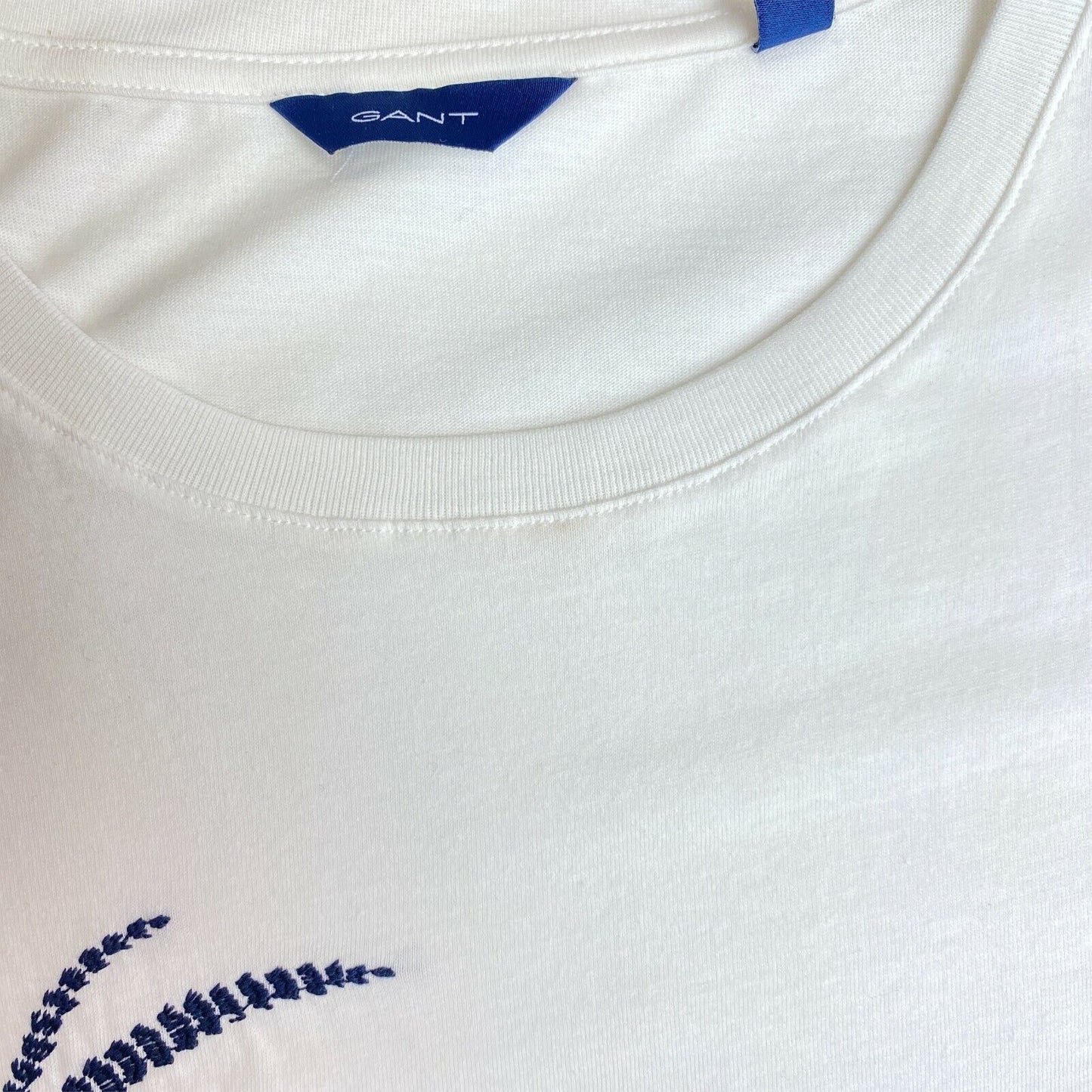 GANT White Embroidery Crew Neck T Shirt Size XS