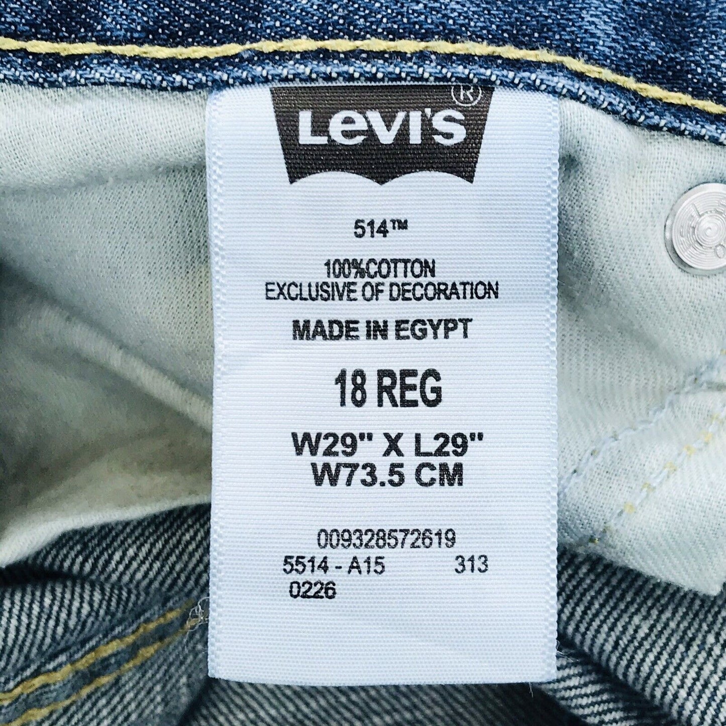 Vintage Levi's 514 Boys Dark Blue Straight Fit Jeans 18 Reg / W29 L29