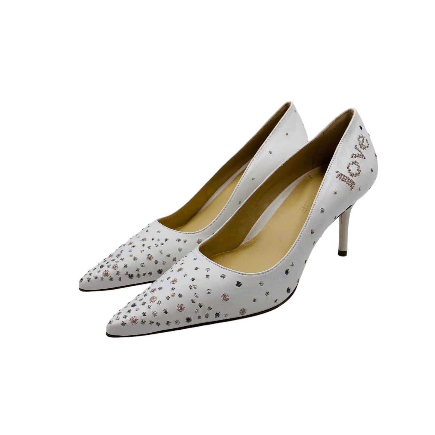 KIKI PRICE White Love Wins Leather Courts Shoes Pumps Size EUR 37 UK 4 US 6