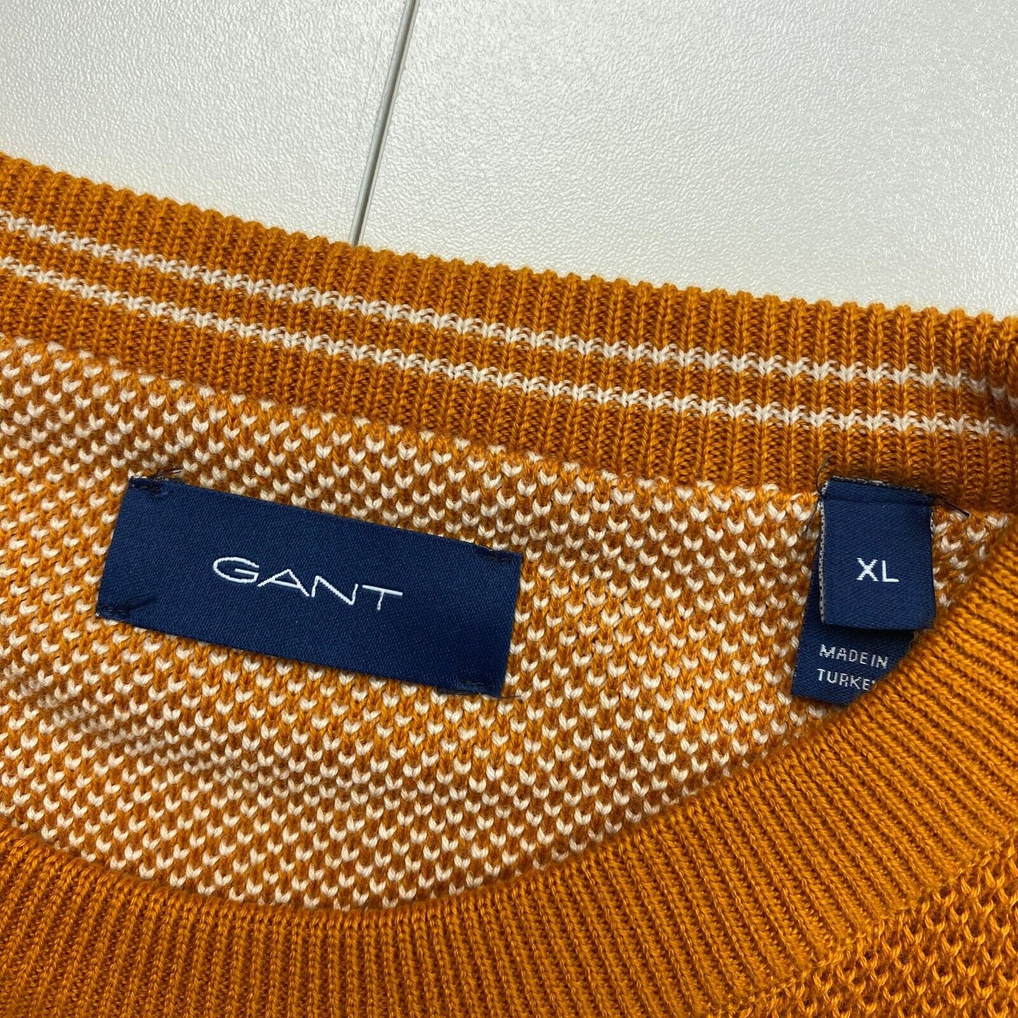 GANT Pull à col rond en coton piqué jaune Taille XL