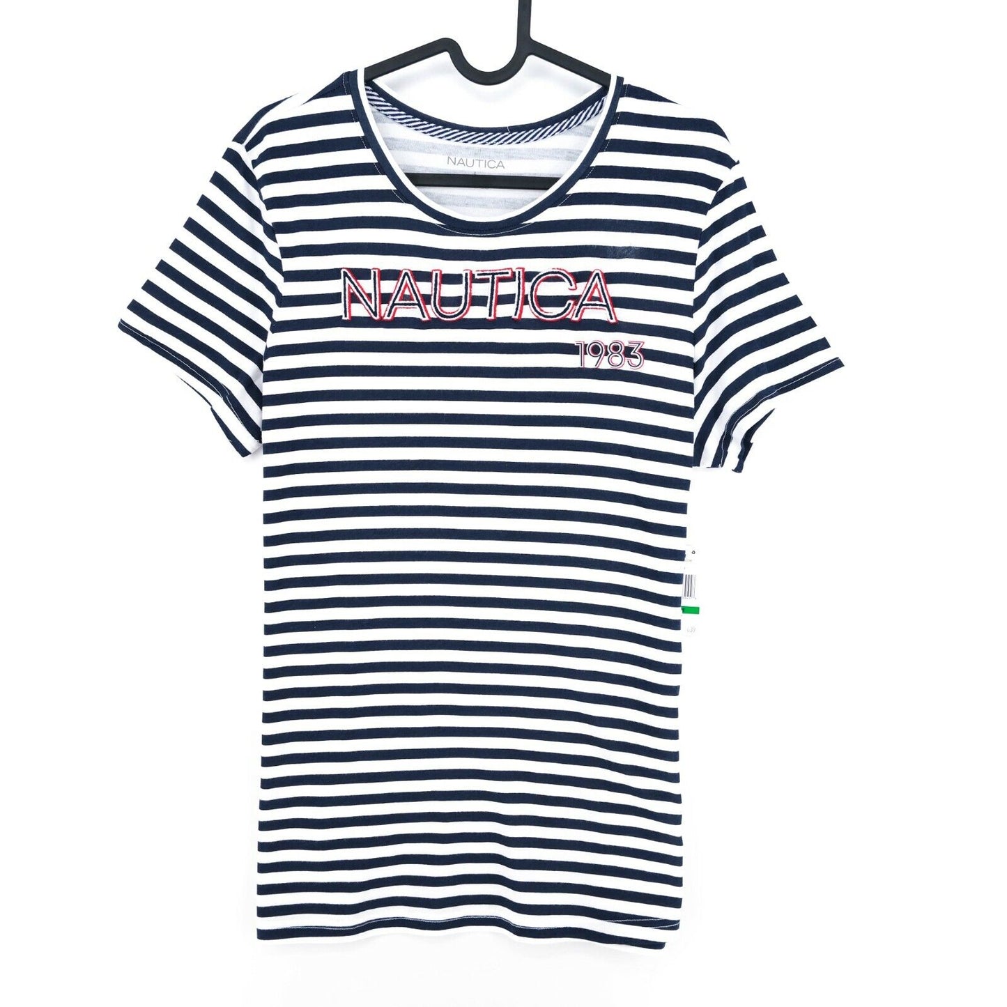 NAUTICA Bleu Blanc Rayé Logo Top T Shirt Taille L