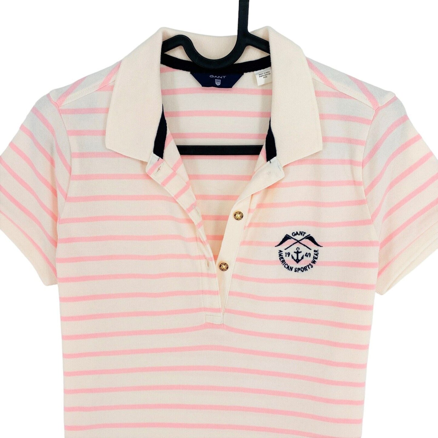 GANT Pink Striped Pique Polo Shirt Size S