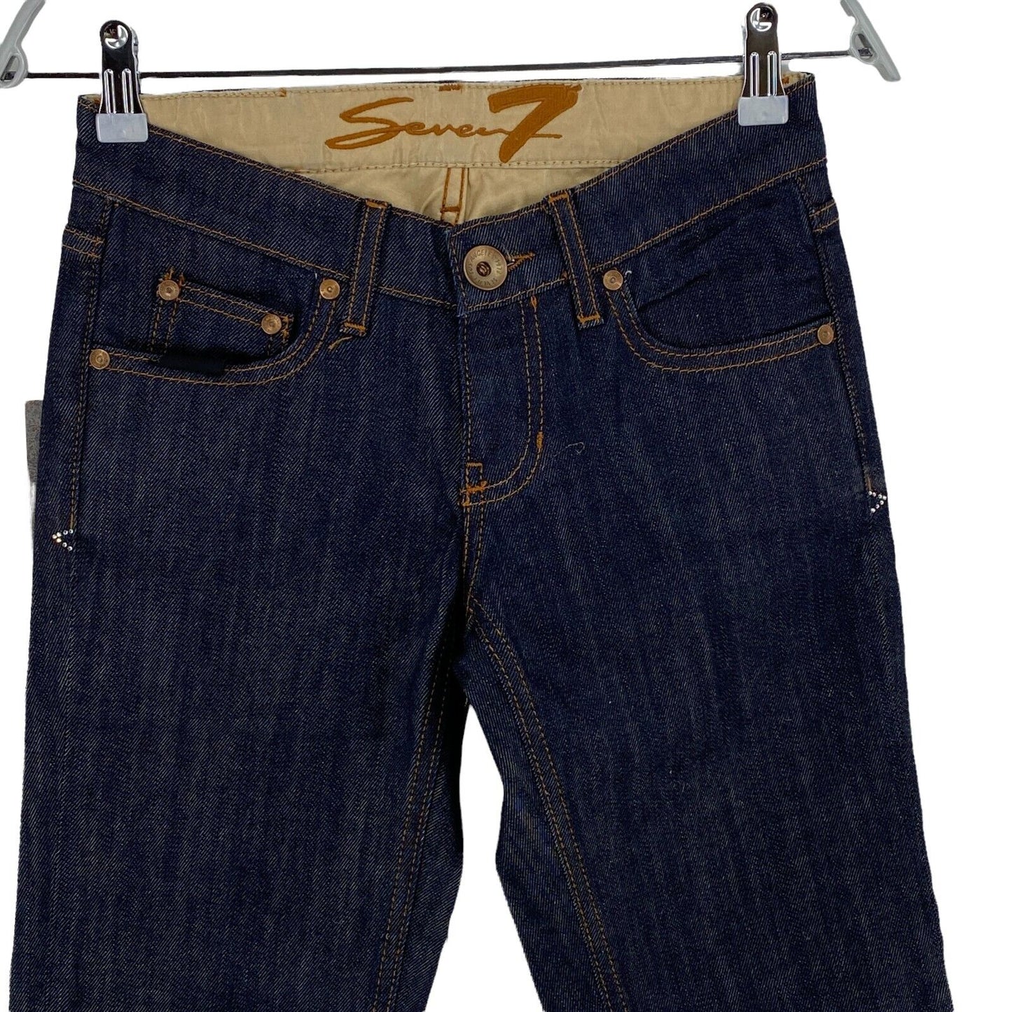 UVP €140 Seven7 Marineblaue Capri-Jeans aus Baumwollmischung, Regular Fit, Größe 24 W26