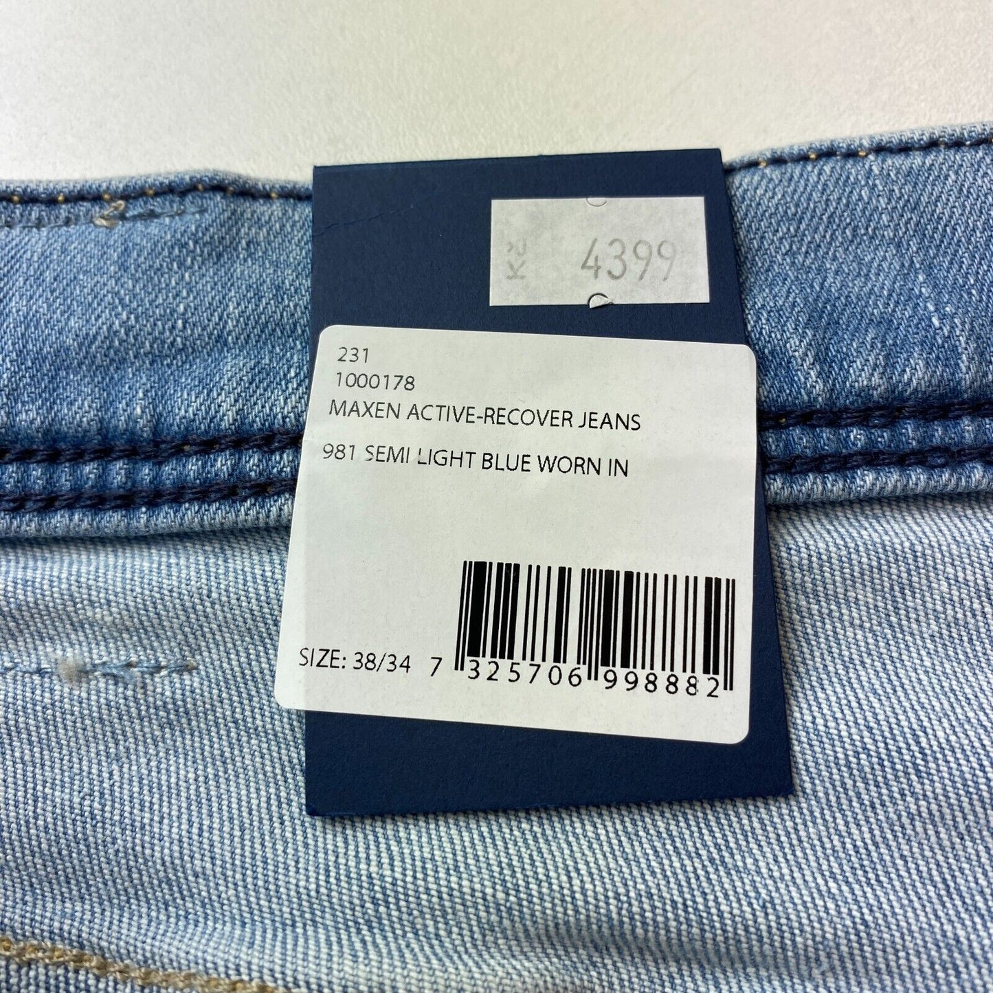 GANT MAXEN Mens Light Blue Stretch Low Rise Extra Slim Fit Jeans W38 L34