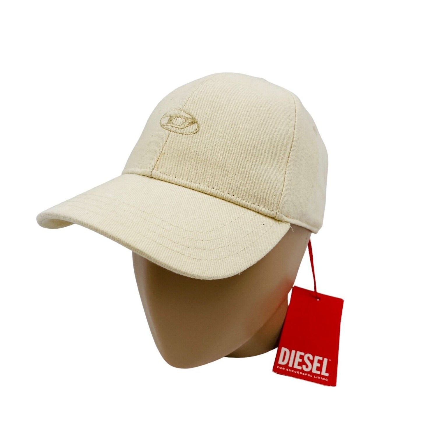 DIESEL Mens Beige Cotton Logo Baseball Twill Cap Hat One Size