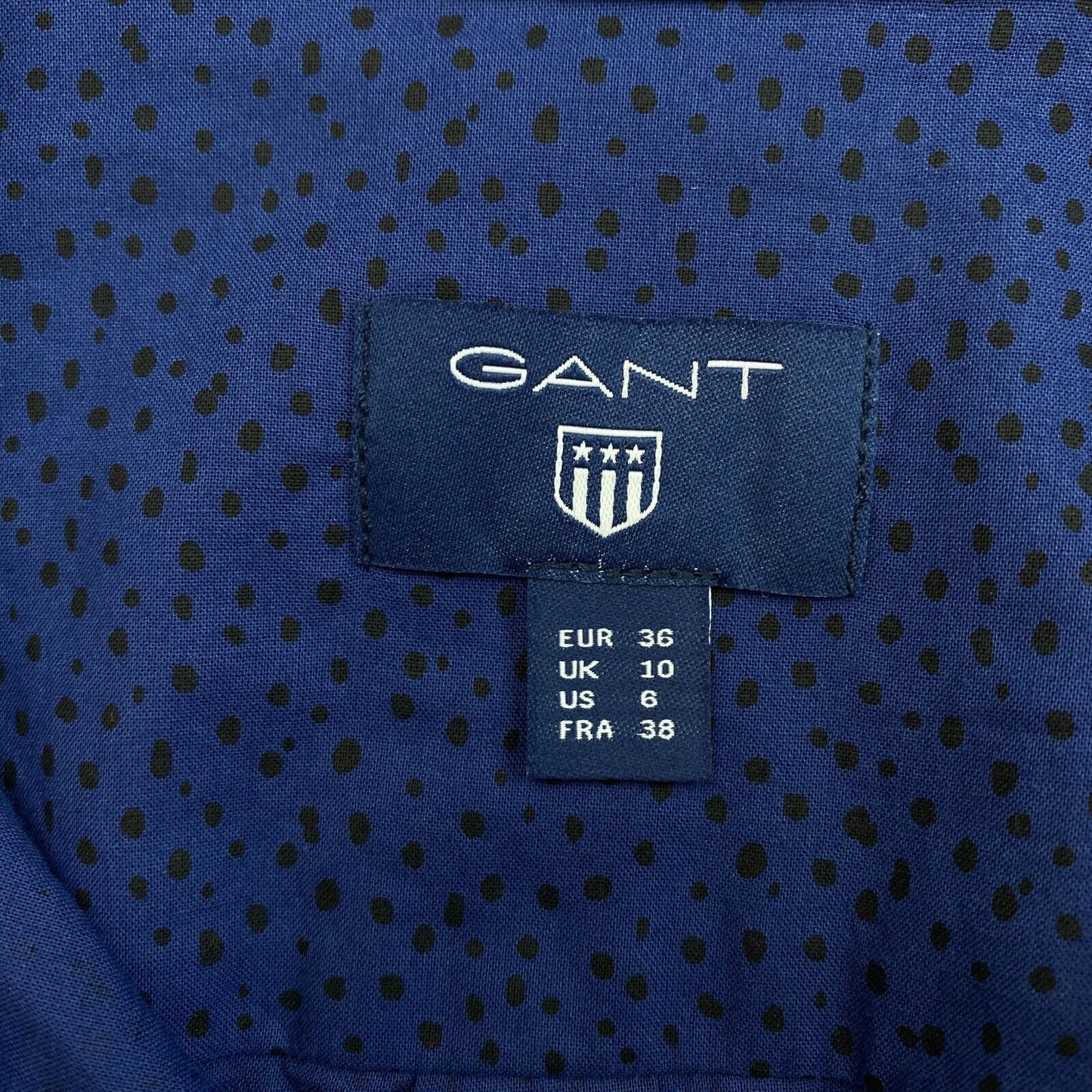 GANT Marineblaues Voile-Hemd mit Sommersprossen und Punkten, Größe EU 36, UK 10, US 6