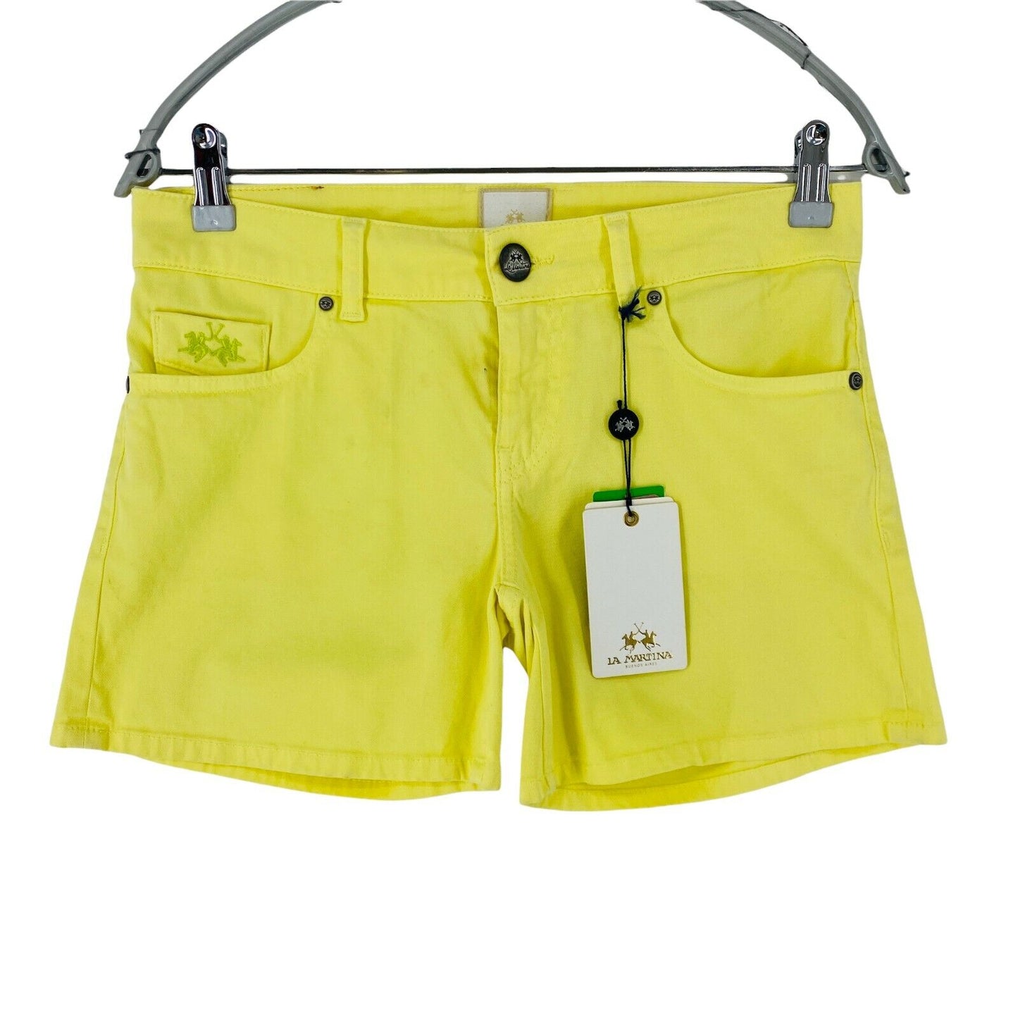 LA MARTINA Women Yellow Stretch Regular Fit Bermuda Chino Shorts Size W27