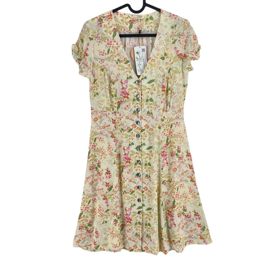 ODD MOLLY Beige Hannah Floral Print Flared Shirt Dress Size 0 / XS