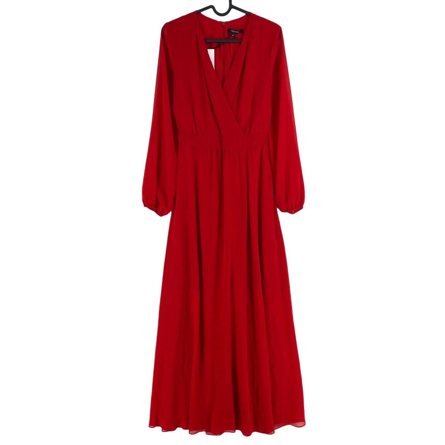 COMMA Women Red Long Sleeves Long Flared Dress Size EU 34 UK 8 US 4