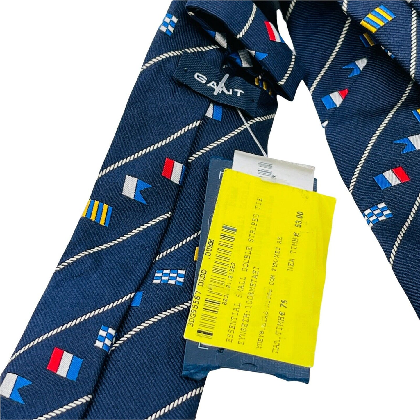 GANT Boys Kids Navy Blue with Flags 100% Silk Hand Made Tie