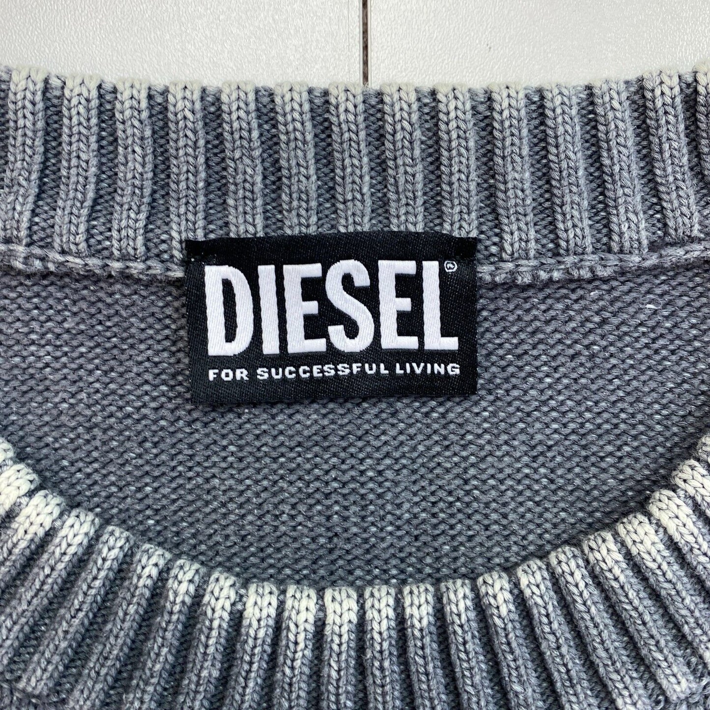 DIESEL Men Grey K-ORTEZ Crew Neck Sweater Jumper Size L