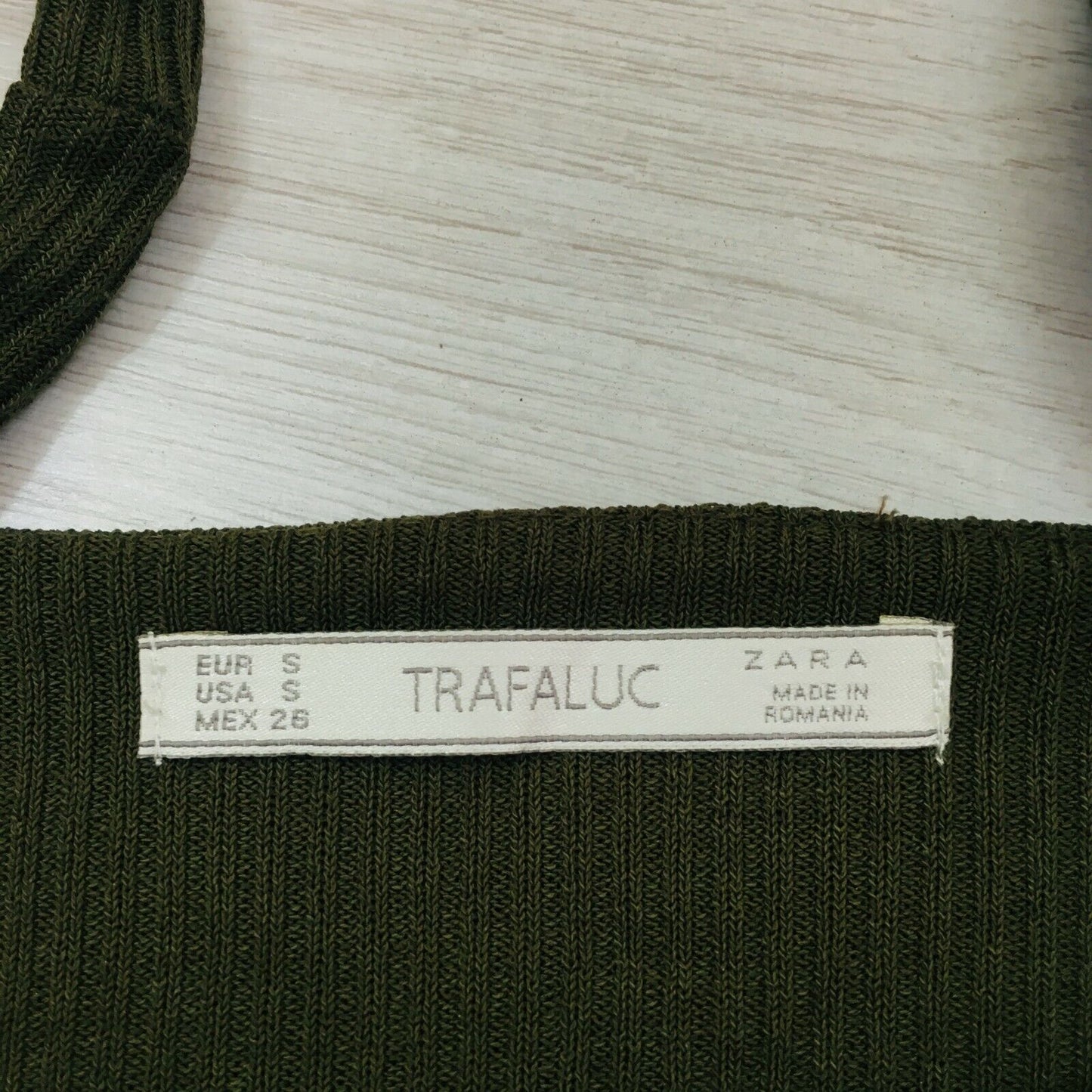 ZARA Dark Olive Green Tank Top Shirt Size S M