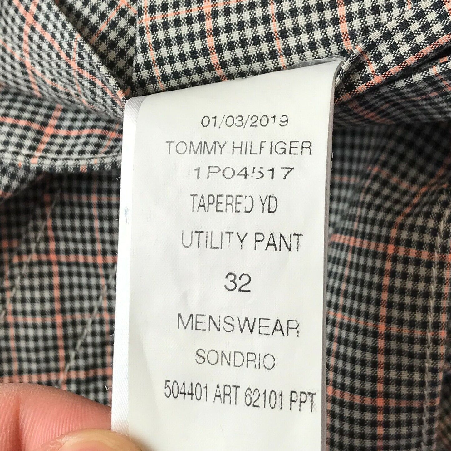 Tommy Hilfiger Gris Regular Tapered Fit Pantalon à carreaux Taille W32