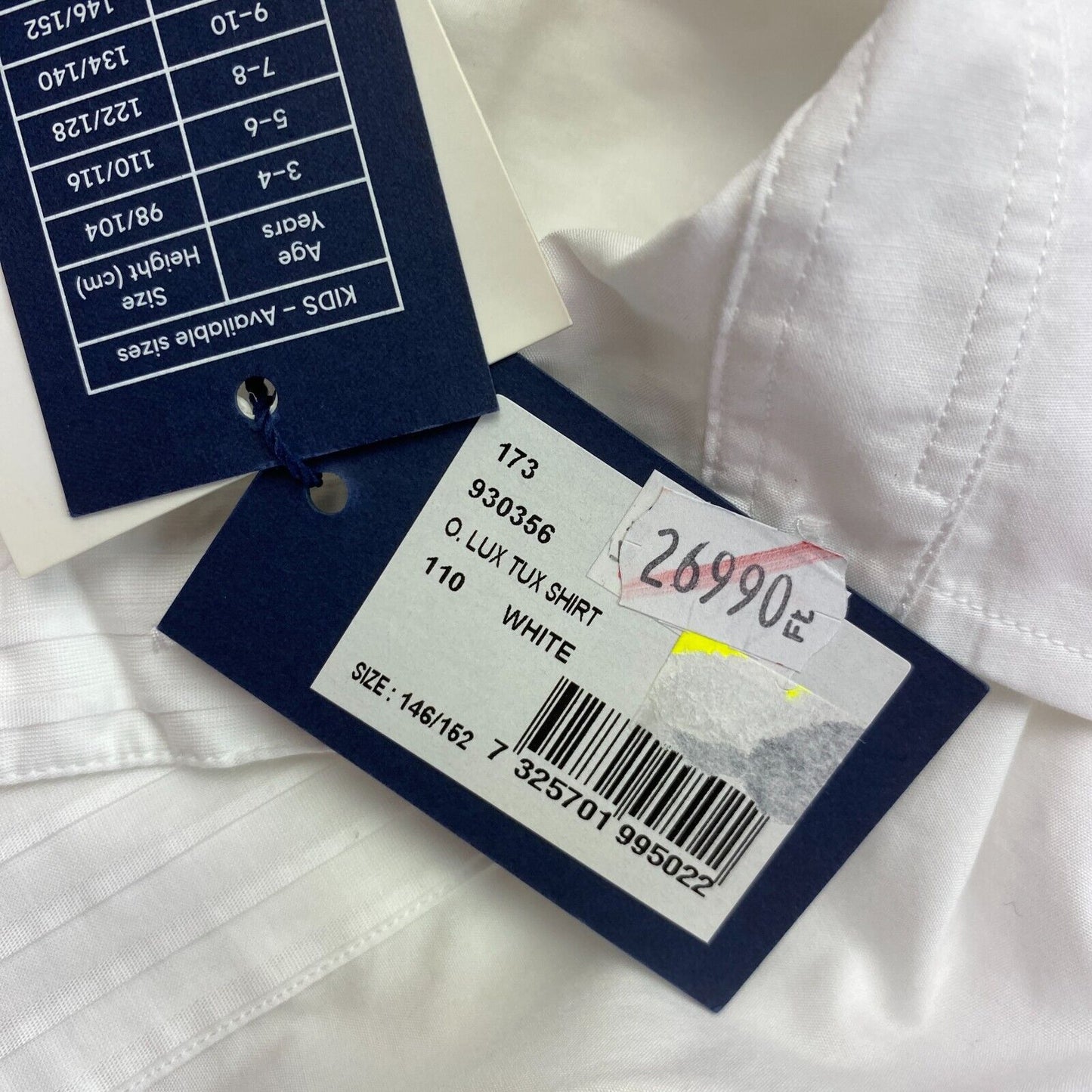 GANT Garçons Blanc Luc Tux Chemise Manches Longues Taille 11-12 ans 146/152 cm