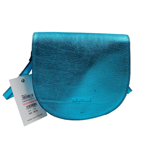 NEUVILLE Blue Metal Leather Shoulder Bag