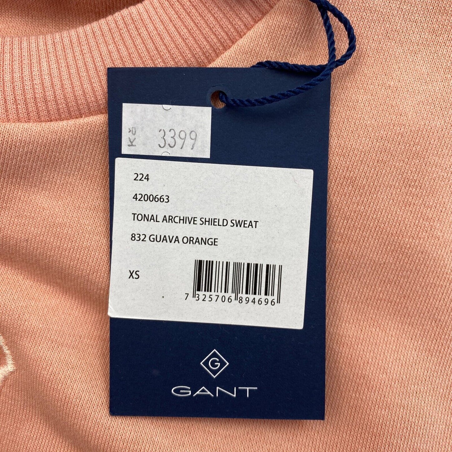 GANT Pinkish Orange Tonal Archive Shield Crew Neck Sweater Jumper Size XS