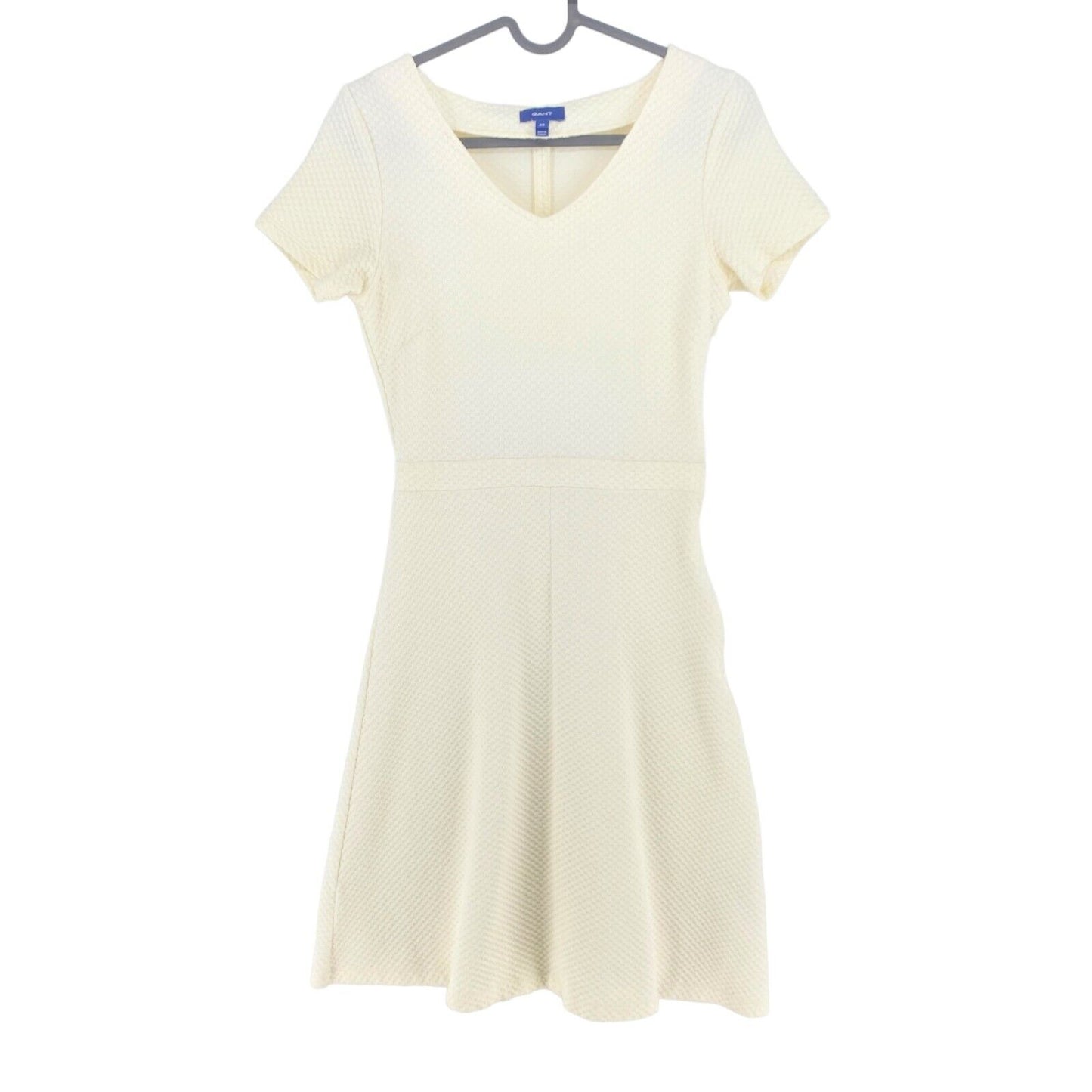 GANT Beige Pleated V Neck Short Sleeves Dress Size XS