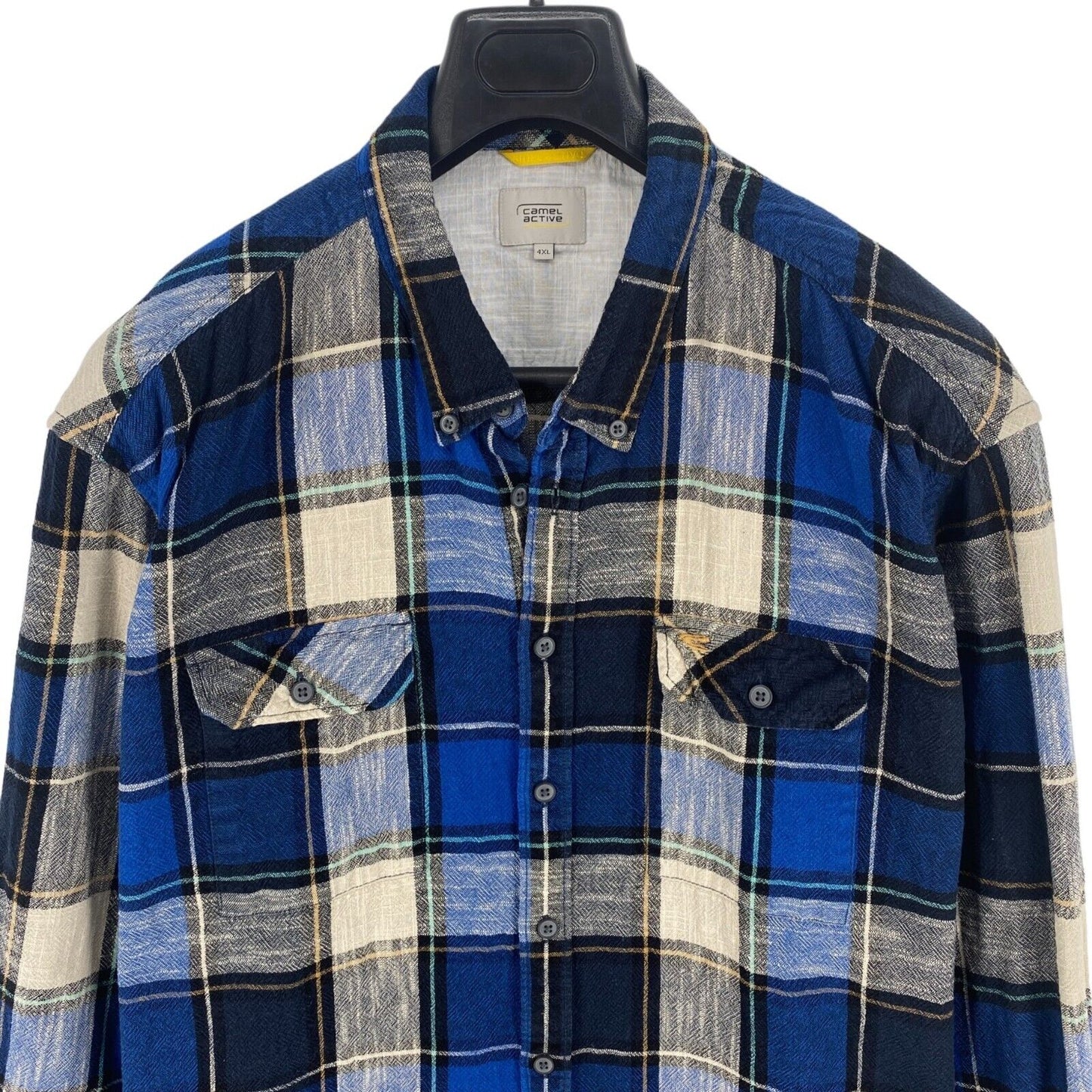 CAMEL ACTIVE Men Navy Blue Plaid Long Sleeves Shirt Size 4XL