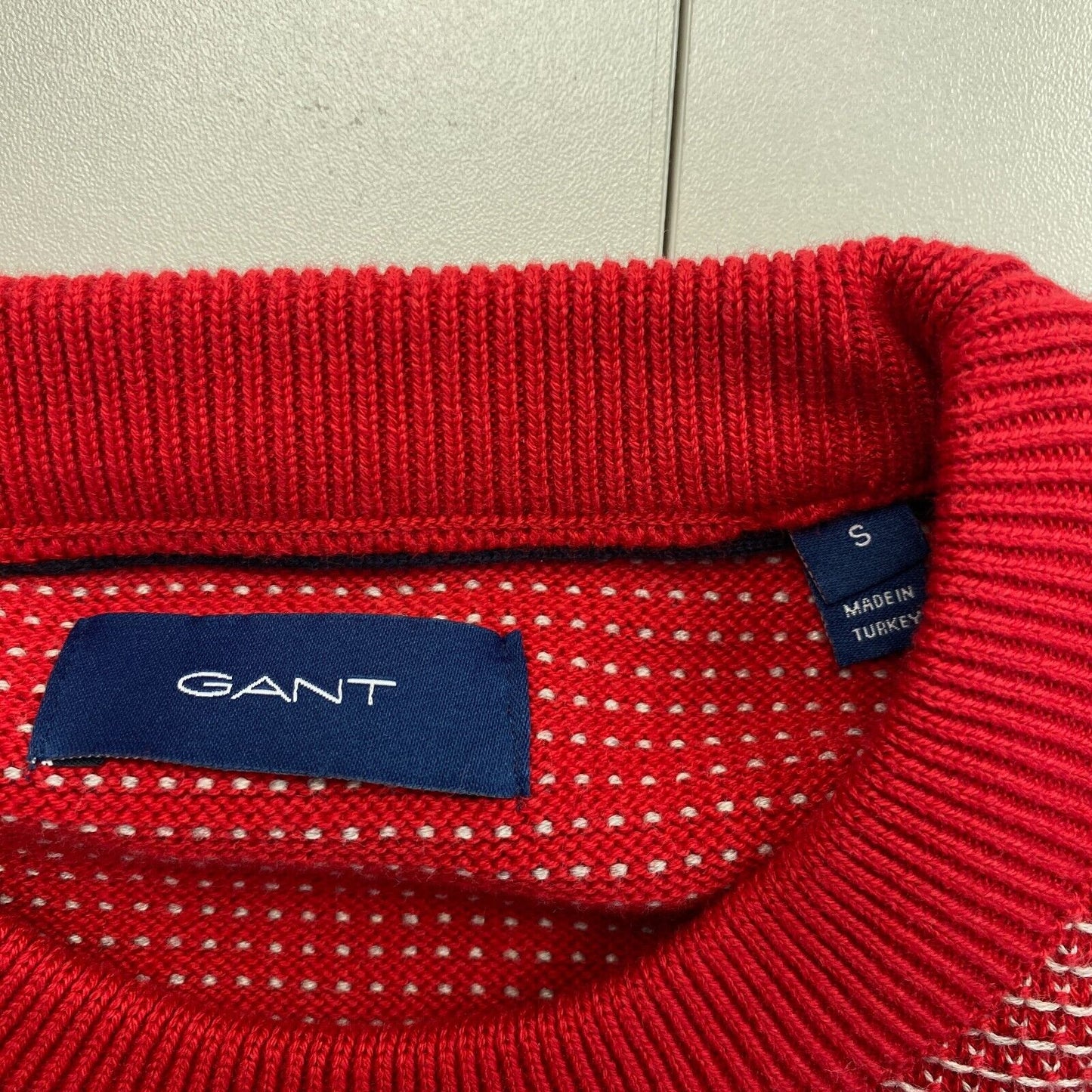 GANT Red Light Texture Crew Neck Sweater Pullover Size S