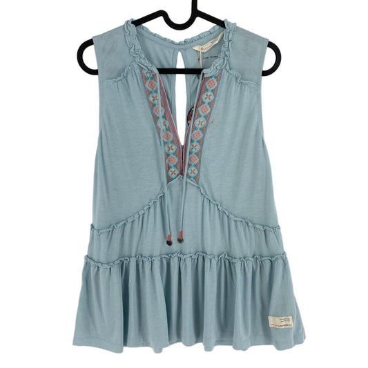 ODD MOLLY Blue Love Chimes Flared Top Size 0 / XS