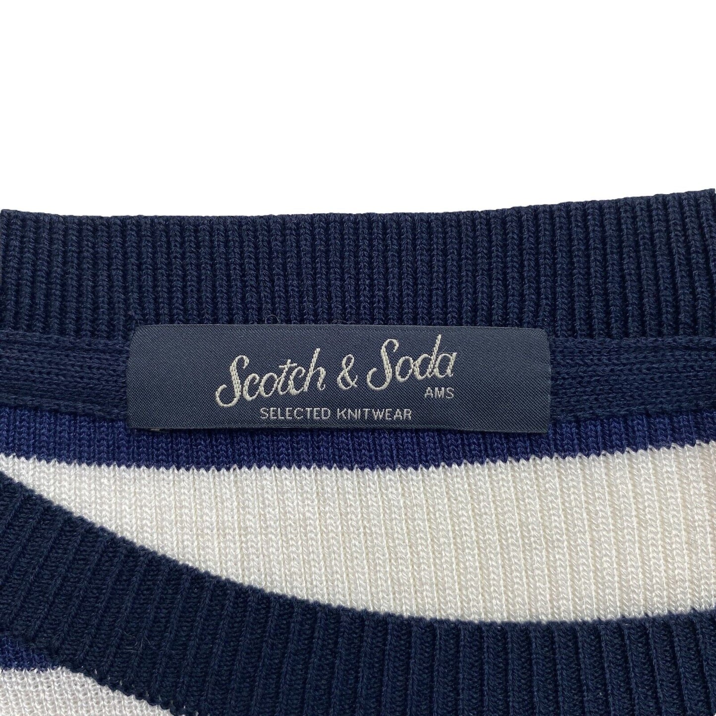 SCOTCH & SODA White Striped Knitted Crew Neck Sweater Pullover Size S