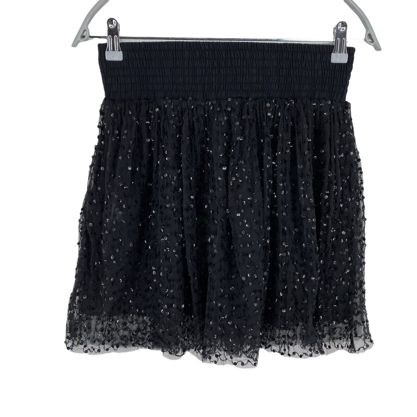 VUE SUR MER Black Sequin Flare Skirt EU 36 40 UK 8 12 US 6 10