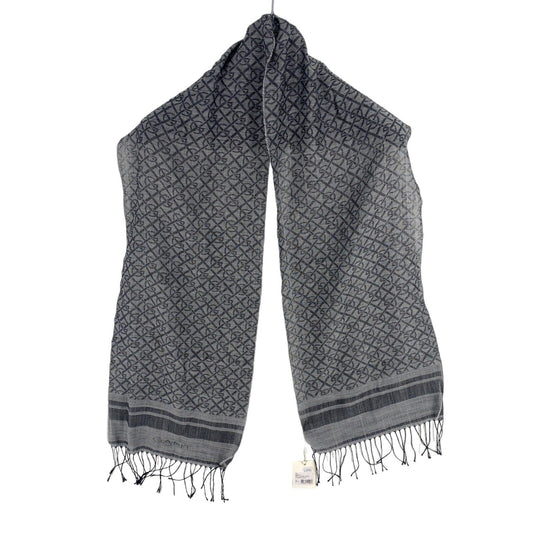 GANT Women Dark Grey Wool Graphic Scarf Shawl One Size