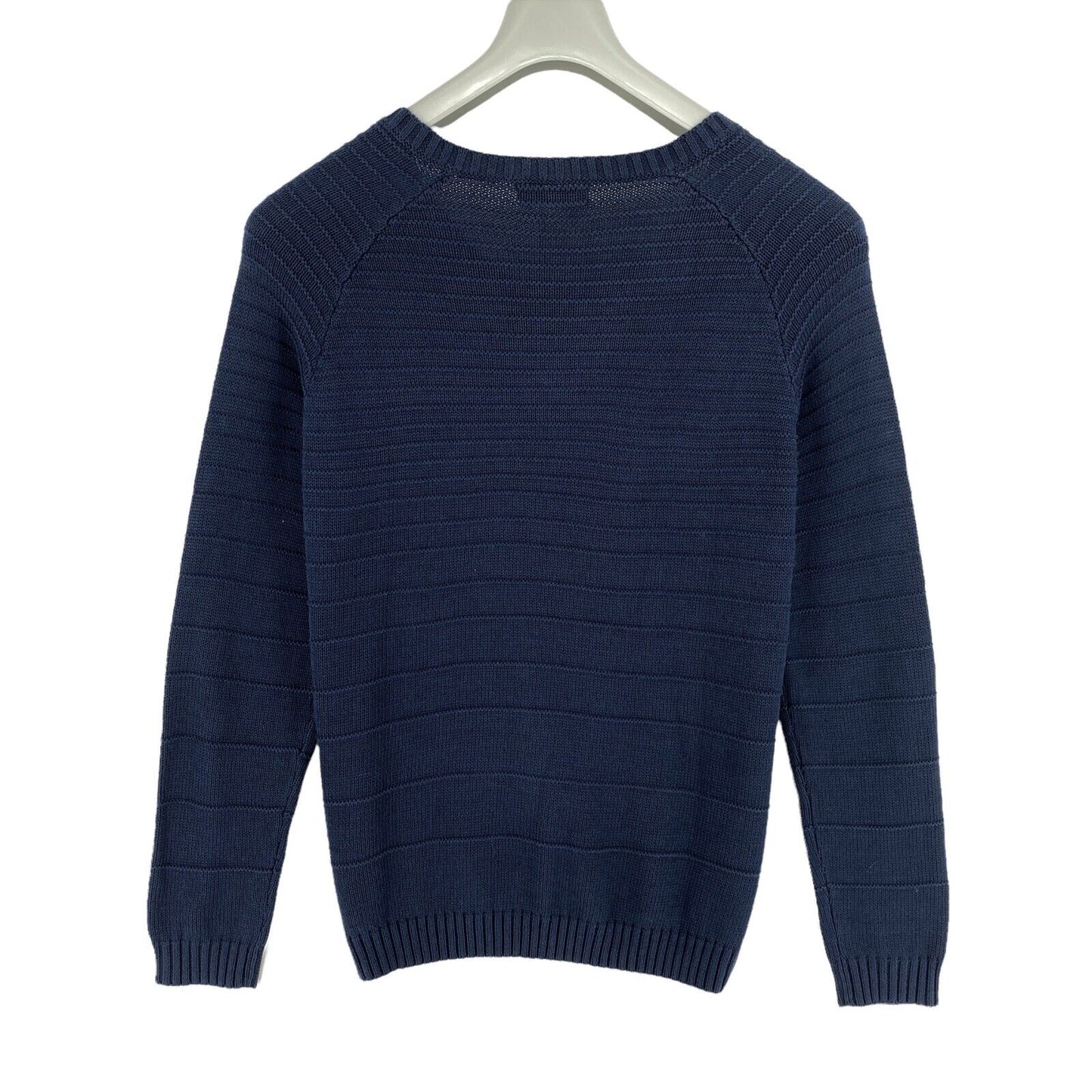 TIMEOUT Navy Blue V Neck Textured Cotton Blend Jumper Sweater Size M XL