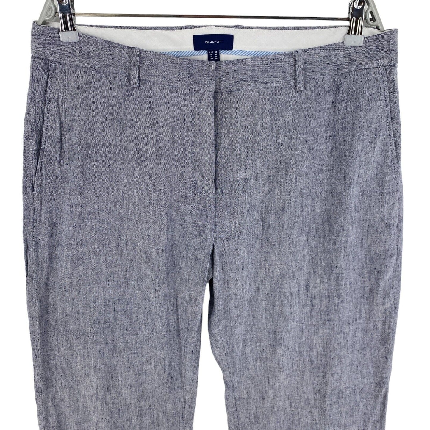 GANT Graue Stretch-Leinen-Slouch-Hose, schmale Hose, Größe EU 44, UK 16, US 14