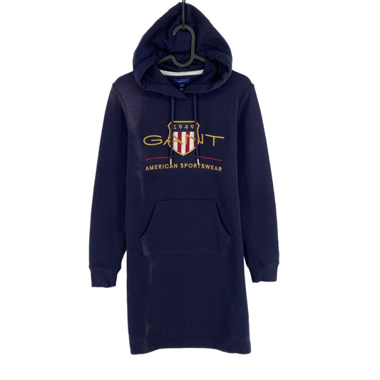 GANT Navy Blue Archive Shield Long Sleeves Hoodie Dress Size XS