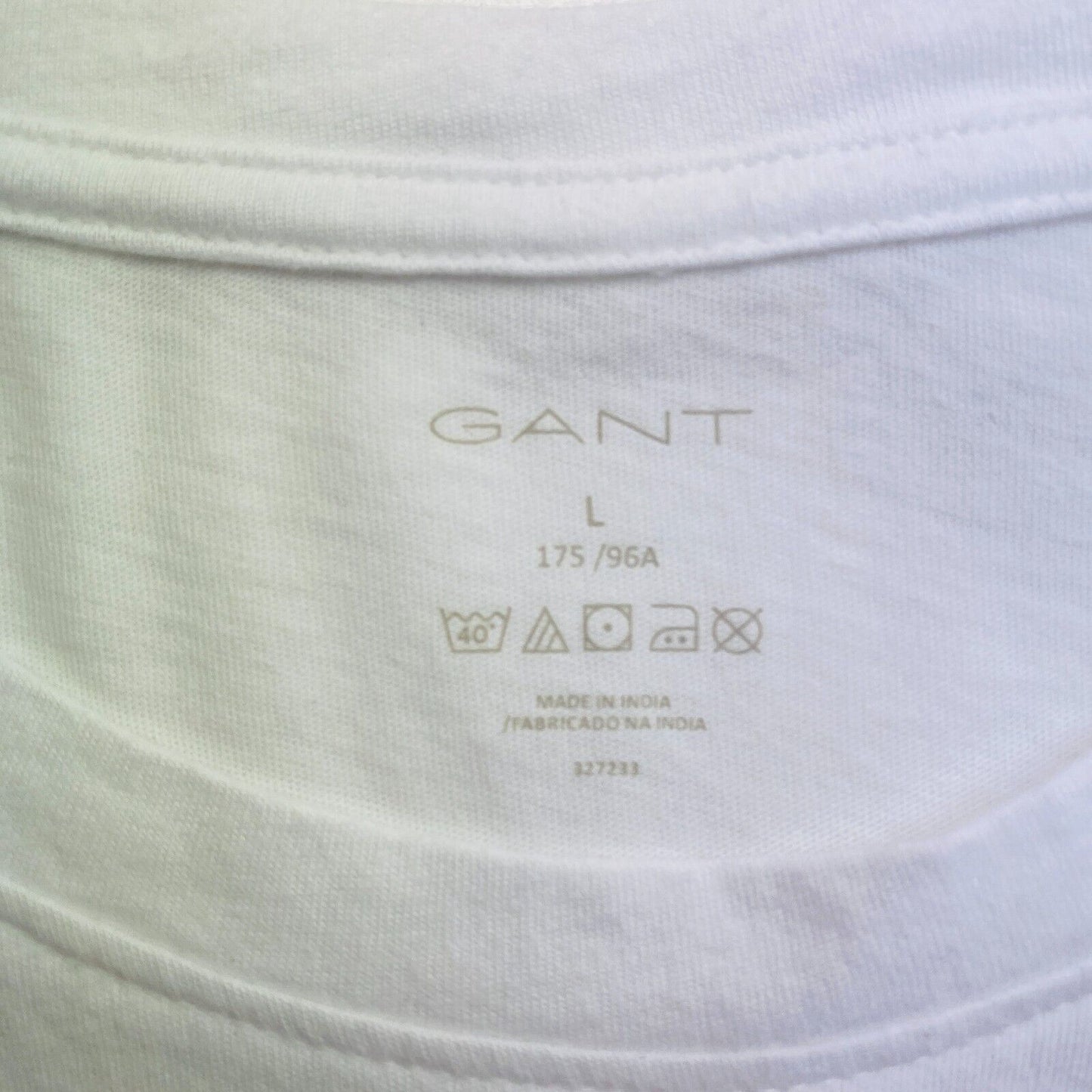 GANT Men White Logo Crew Neck Short Sleeve T Shirt Size L