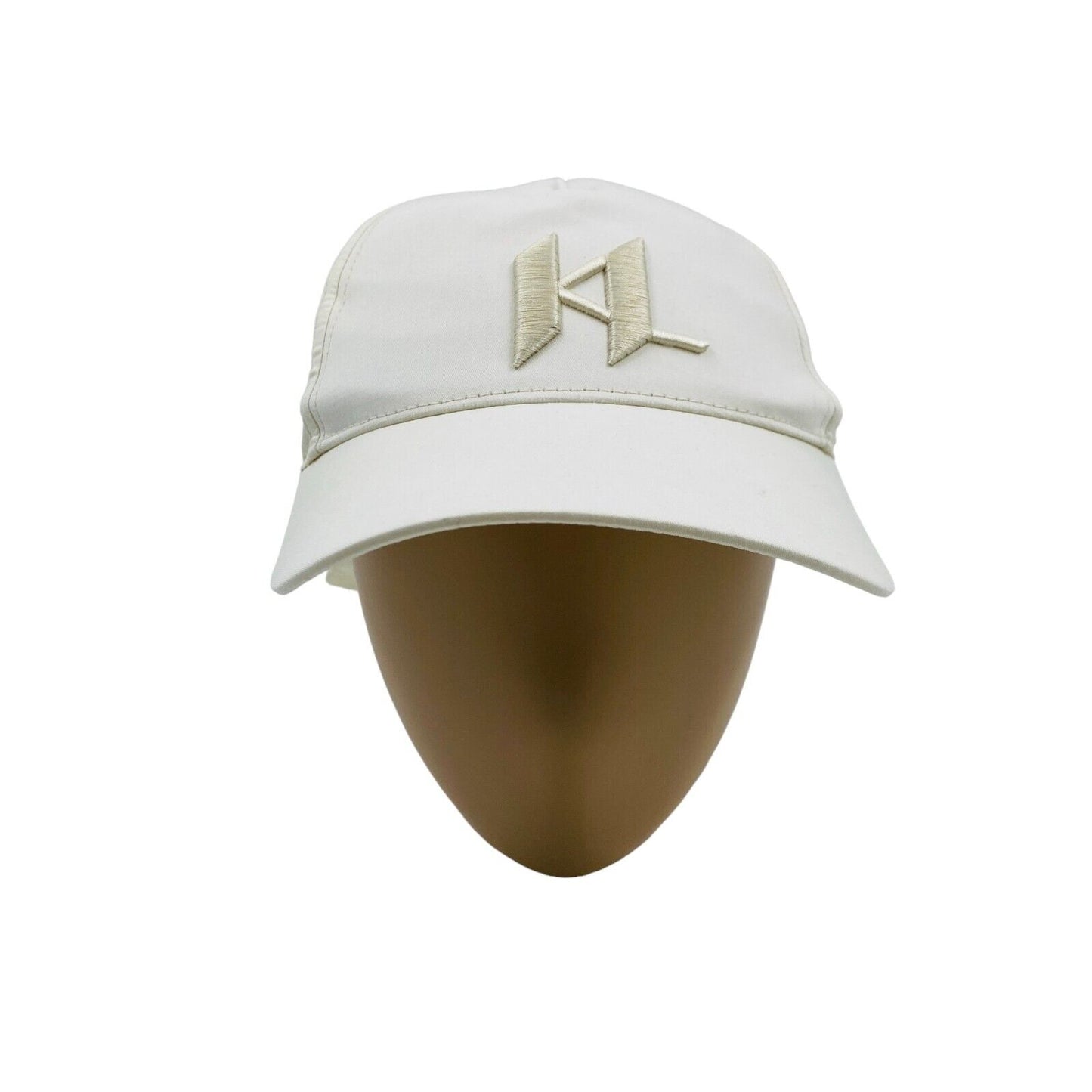 KARL LAGERFELD Women White Cotton Logo Ribbon Baseball Cap Hat One Size