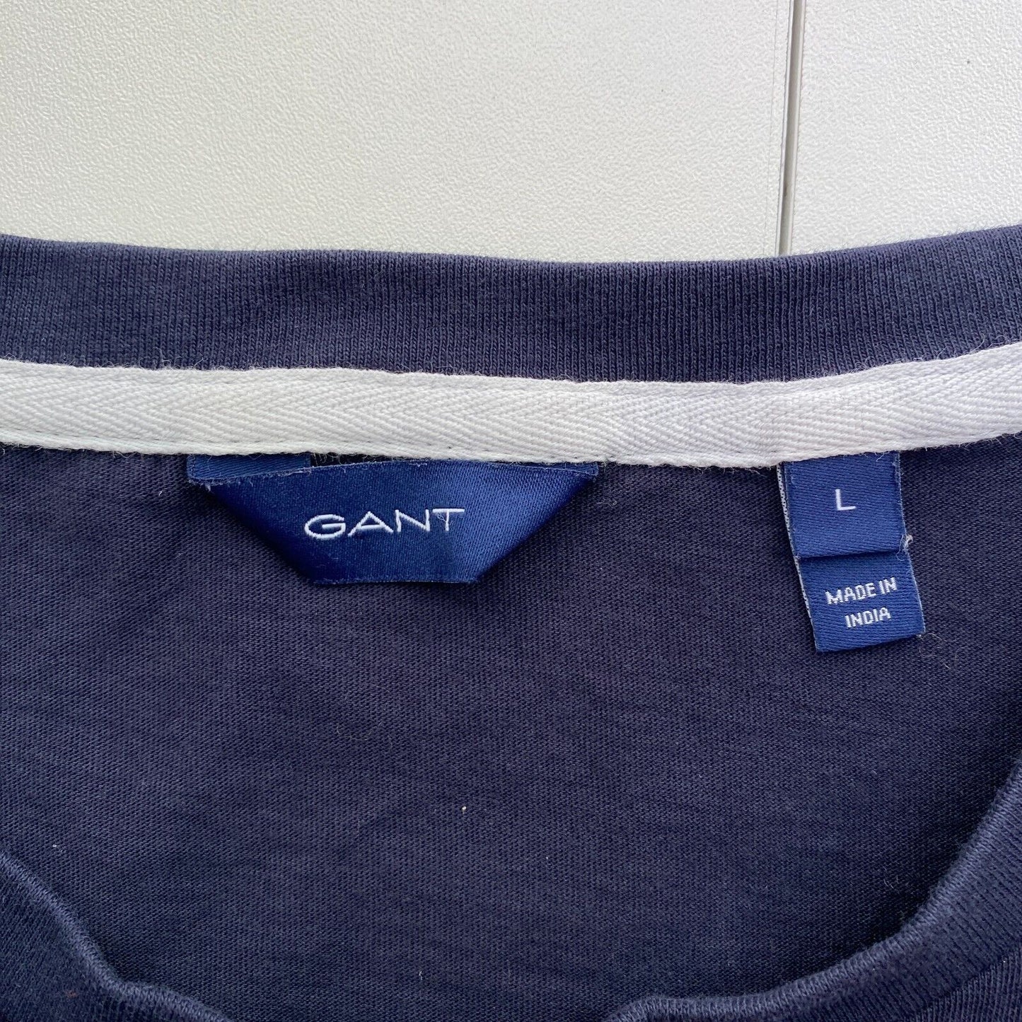 GANT Women Navy Blue Logo Crew Neck T Shirt Size L