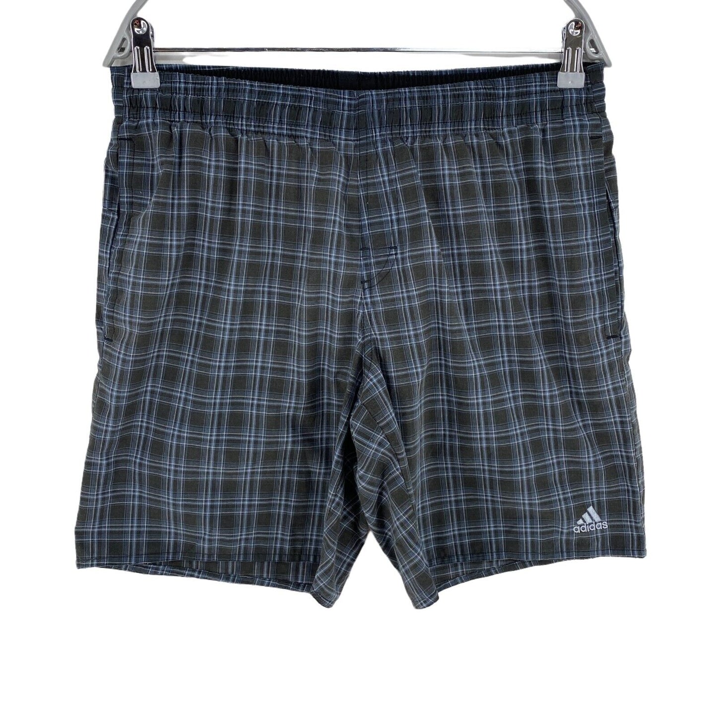 adidas Plaid Dunkelgraue Activewear-Shorts aus Baumwollmischung, Größe M W29