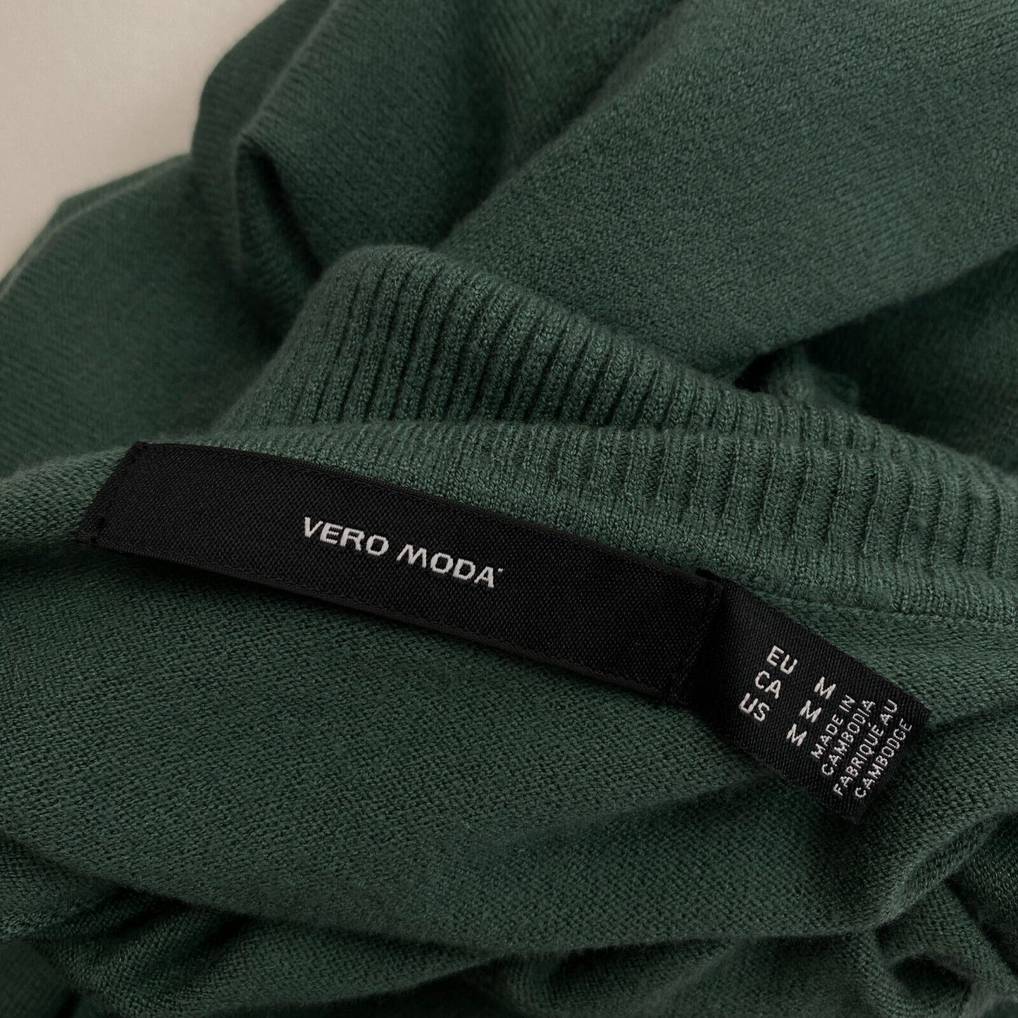 VERO MODA Womens Dark Green Roll Neck Sweater Jumper Size M